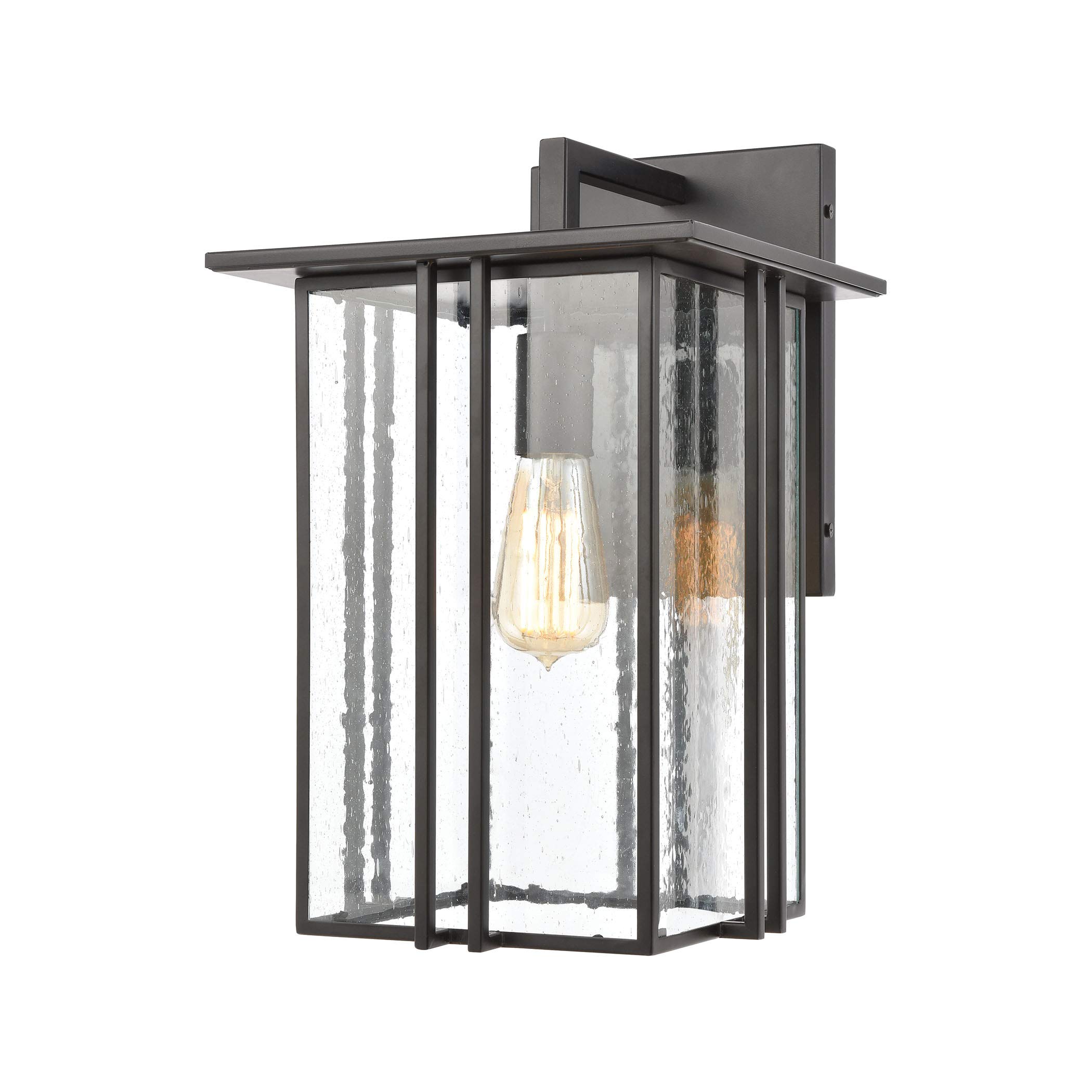 Radnor Matte Black 1-Light Wall Sconce with Seedy Glass - Perfect for Bedroom, Hallway, and Entryway Lighting