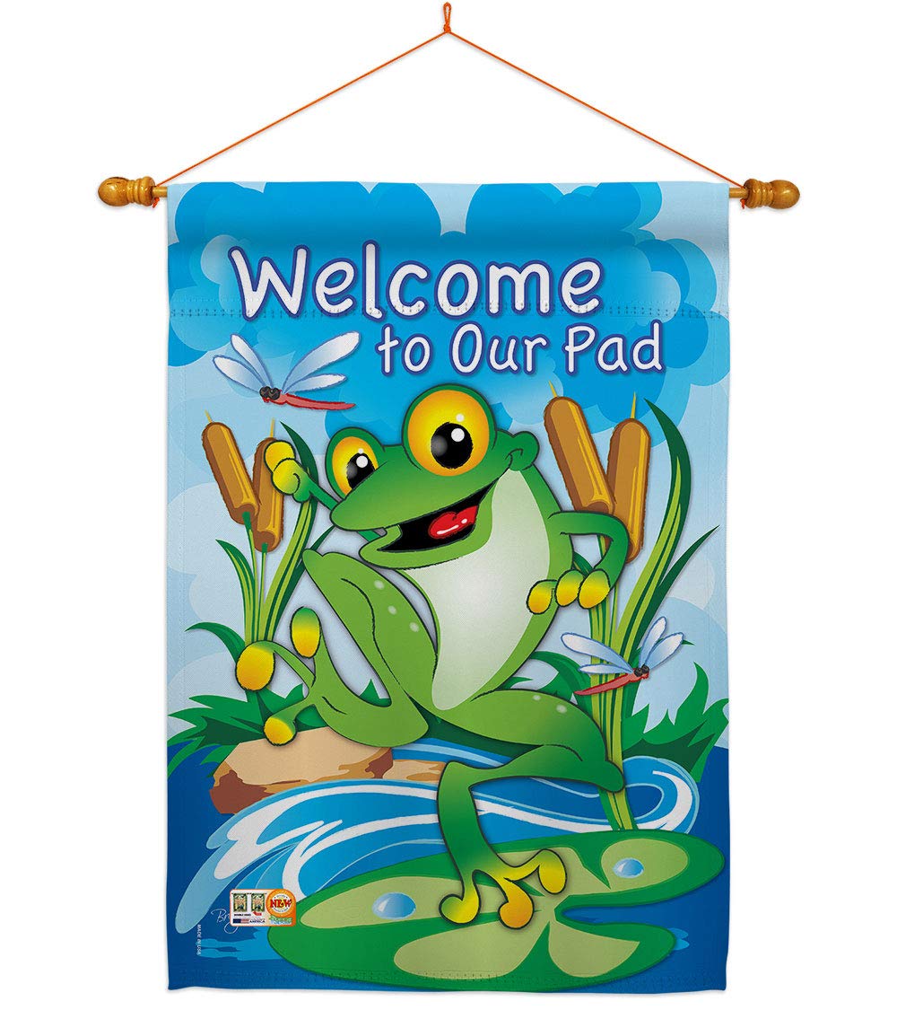 Frog Nature Pets Decorative Vertical House Flag Set 28x40