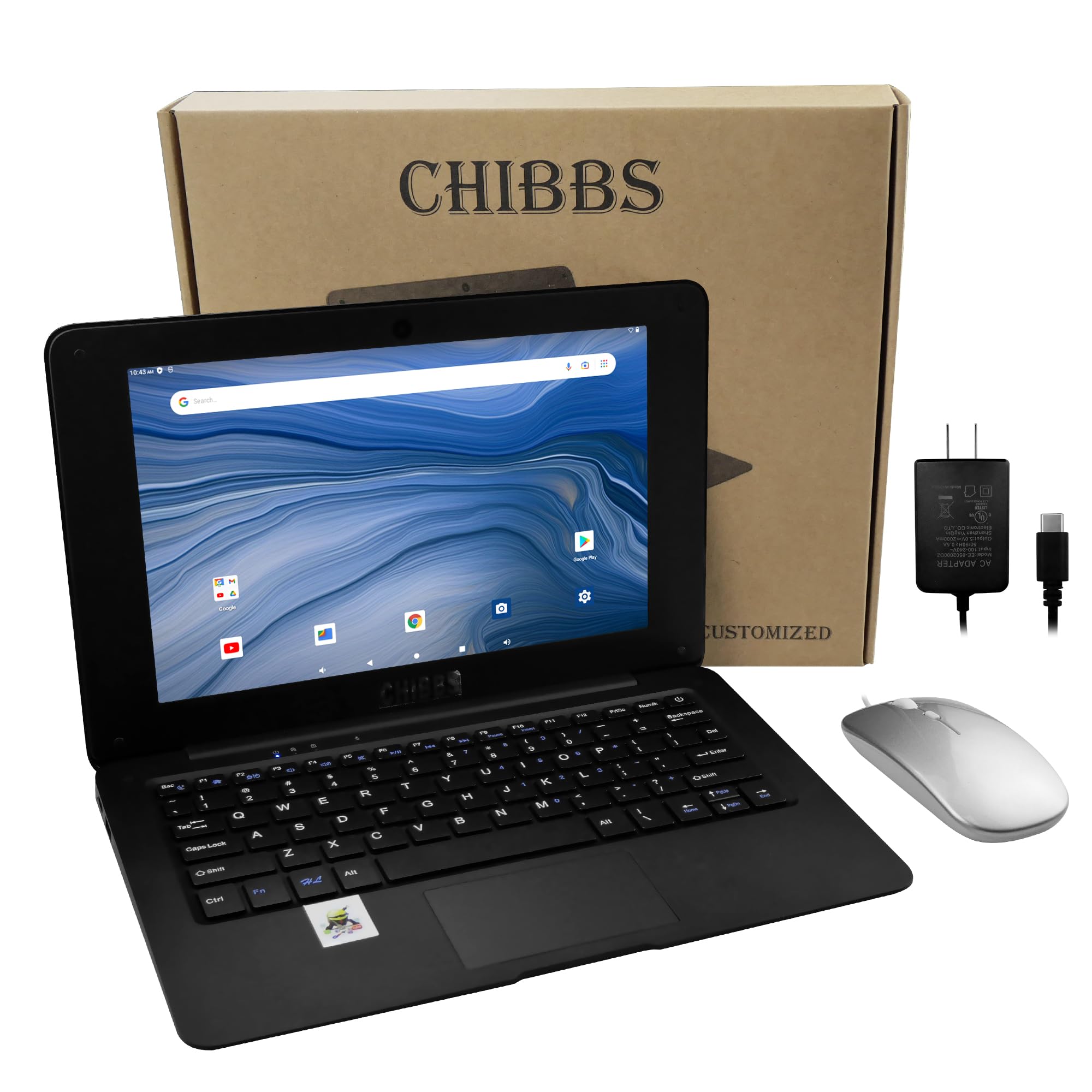 10.1 Inch Kids Laptop Computer with Android 12 | Quad Core Processor | 2GB RAM + 64GB ROM | Built-in Camera & Bluetooth | Dual USB Ports | Wi-Fi Enabled | Black - Perfect for Early Learning, Online Classes & Educational Games