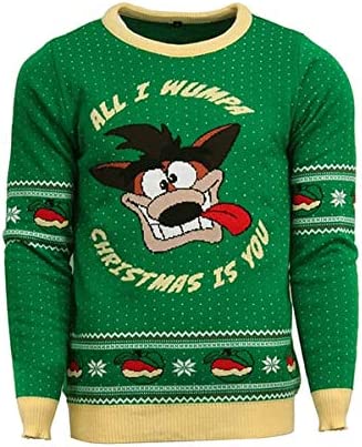 Crash Bandicoot Ugly Christmas Sweater Jumper - XS Size | Fun Holiday Party Outfit & Gift for Gamers