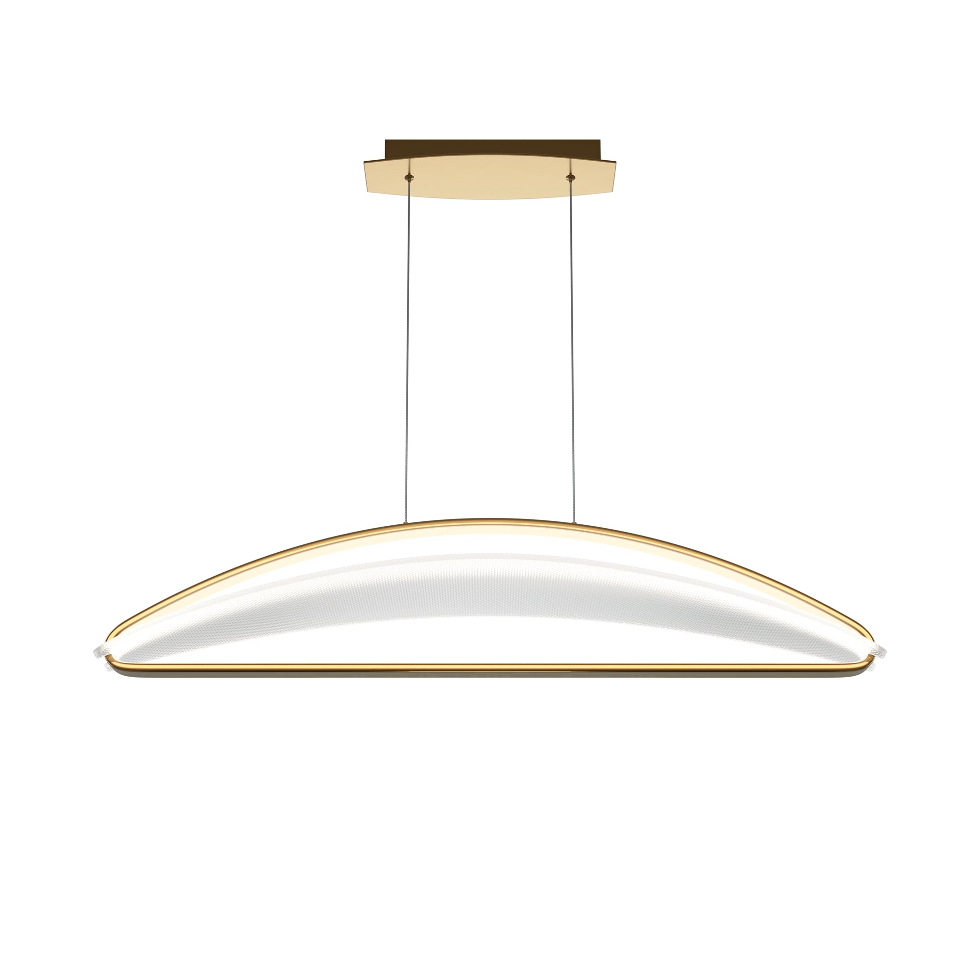 Modern Breeze LED Linear Pendant Light Fixture in Brass - Sleek Hanging Lighting for Kitchen Island, Dining Room & Office Spaces