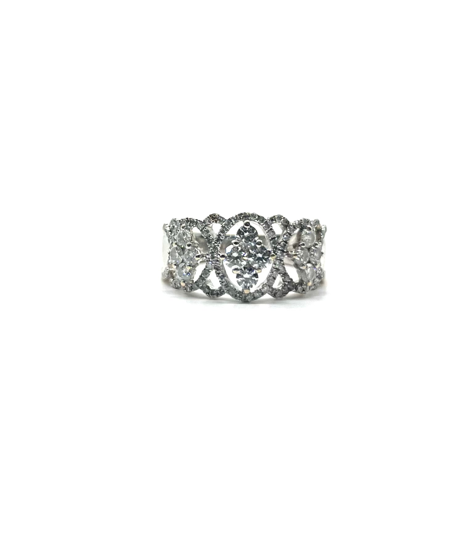 18K White Gold 1.09ctw Cut Out Cluster Diamond Ring for Women - Elegant Wedding Engagement Promise Band - Perfect for Anniversary, Valentine's Day & Special Occasions