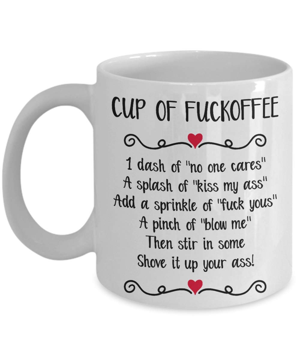 Funny Coffee Mug 11Oz - Profanity & Fuckoffee Design - Perfect Gift for Her & Office Use