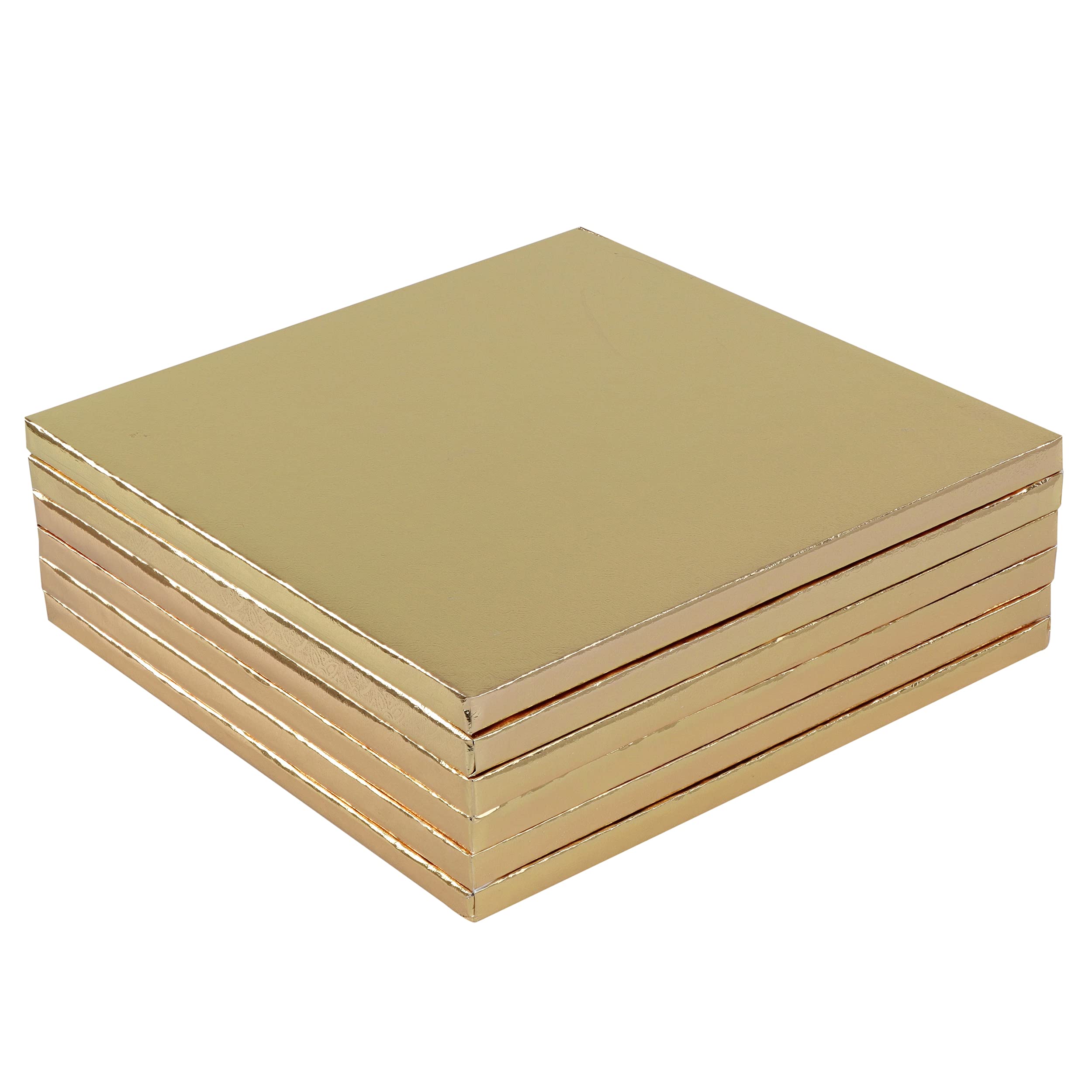 10 Inch Gold Cake Drums (6-Pack) - Square Wrapped Edge Cake Boards for Wedding, Birthday & Special Occasion Cakes - Floral Design Bulk Cake Bases for Professional Baking & Decorating