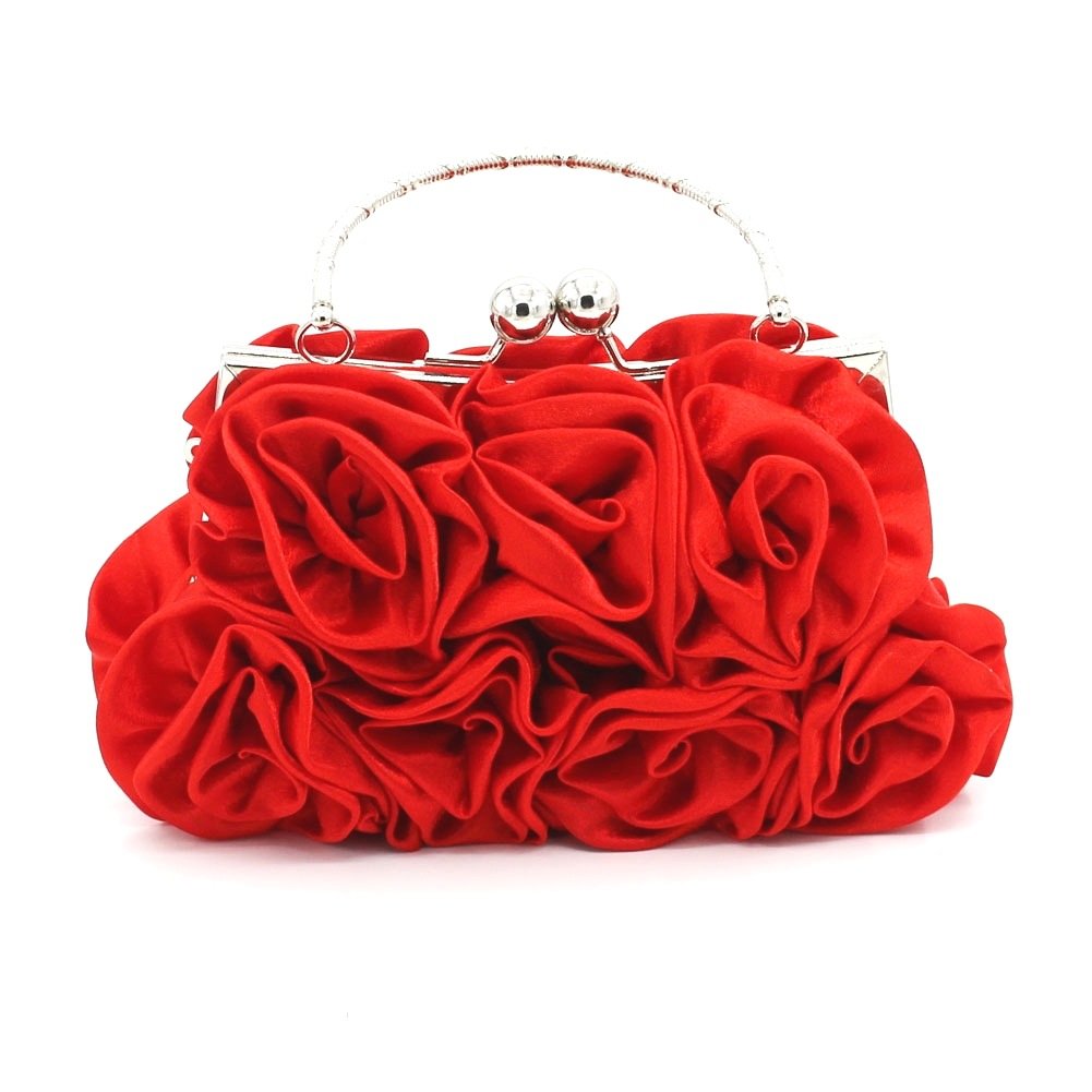 Elegant Rose Shaped Clutch Purse for Women - Silk Satin Evening Bag, Wedding Handbag & Bridal Party Accessory | Perfect for Prom, Cocktail Parties & Formal Events