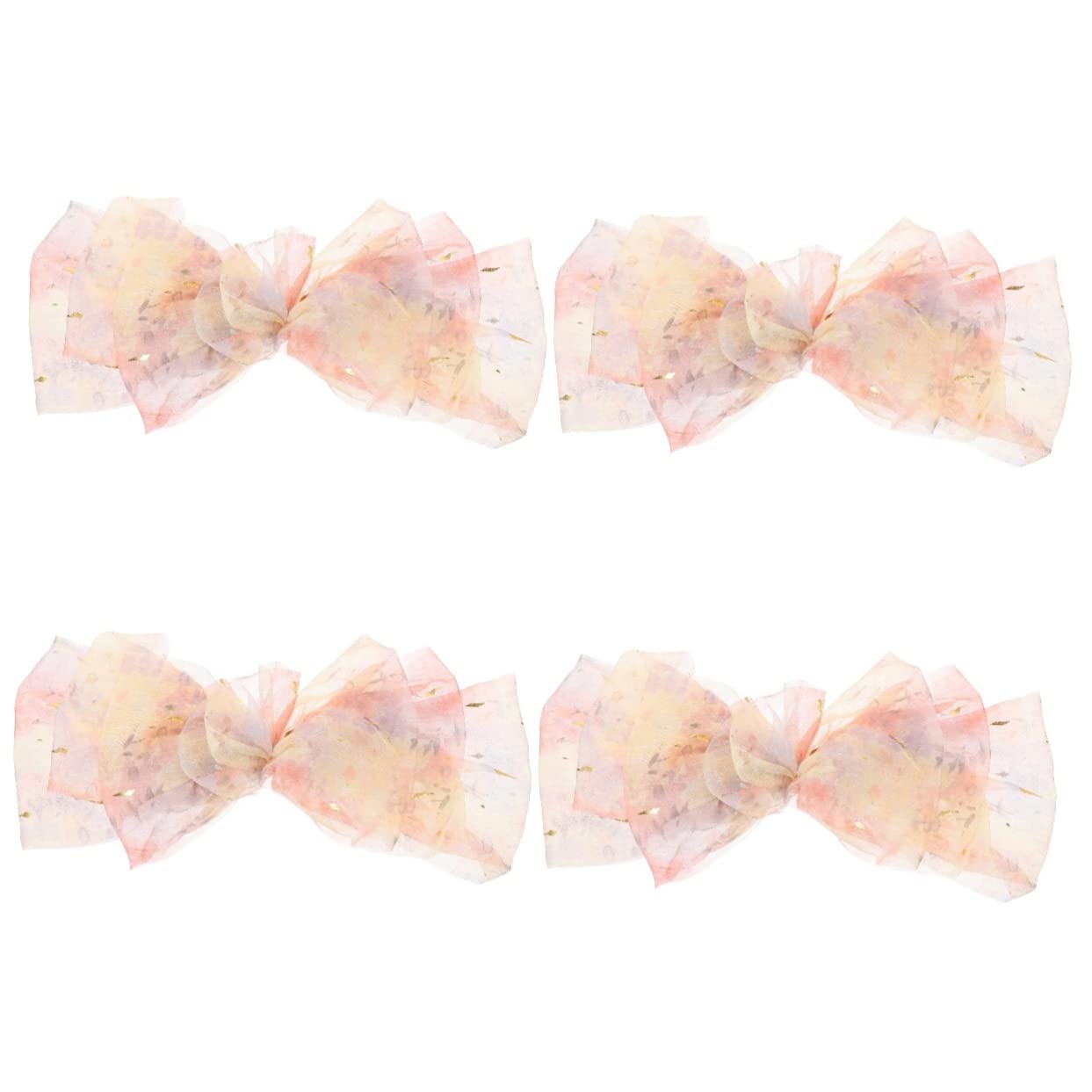 Minkissy 4pcs Rhinestone Hair Clips for Women - Spring Hair Barrettes with Ribbon, Large Hair Bows for Girls & Women - Perfect for Weddings, Parties & Everyday Styling