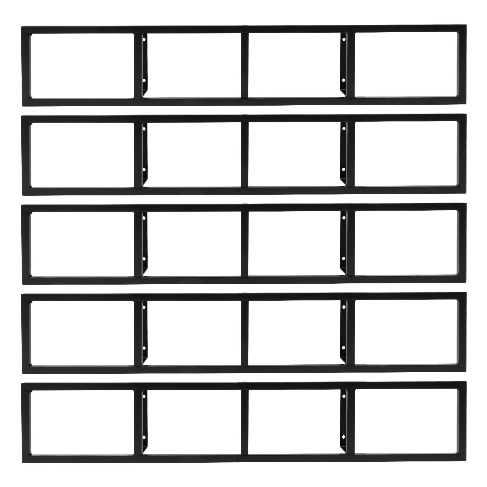 5-Pack Black Metal Floating Shelf - 34 Inch Wall Mount Media Storage Rack for CDs, DVDs & Video Games | Rectangular Display Organizer with Cube Storage | Perfect for Living Room, Bedroom & Home Theater Organization
