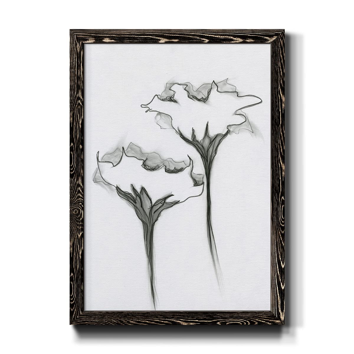 Abstract Geometric Art Deco Canvas Wall Art - Black Framed Italian Windswept Poppy II Gallery Decor (31x44 Inch) - Perfect for Bathroom, Living Room & Bedroom Décor