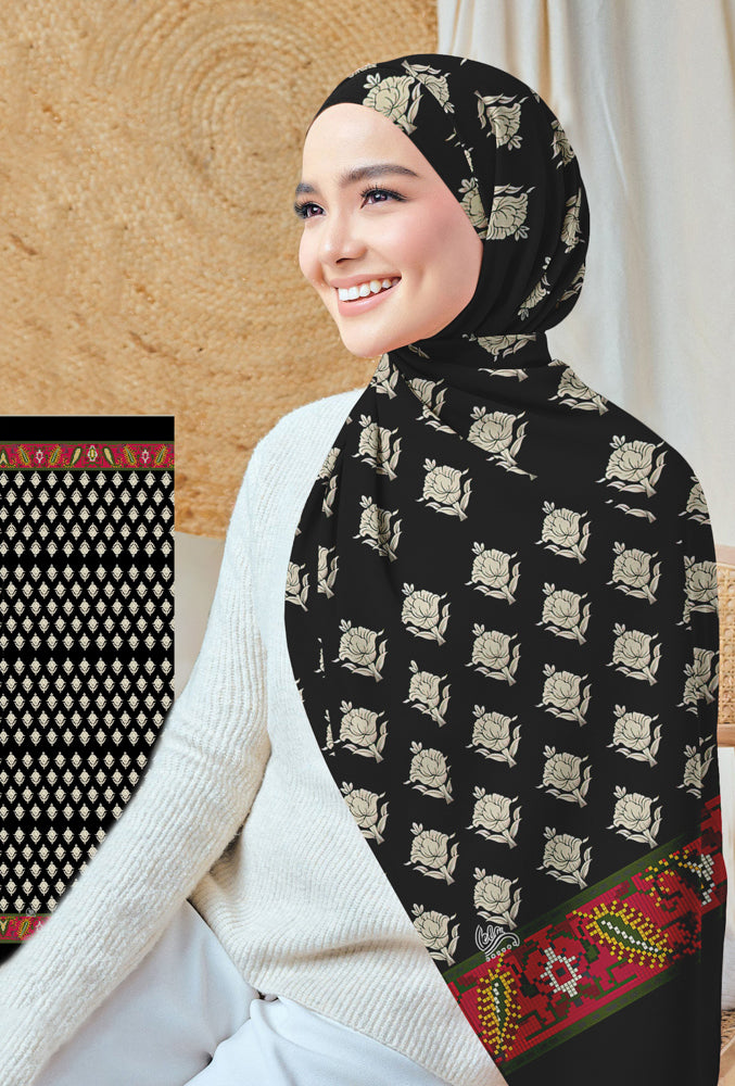 Halva Printed Chiffon Hijab - Soft & Lightweight Muslim Headscarf for Women - Elegant Prayer Shawl for Daily Wear, Work, and Special Occasions