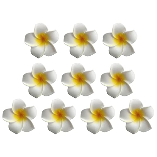 PRETYZOOM 10pcs Hawaiian Plumeria Hair Clips - 7cm Foam Flower Hair Accessories for Women, Beach Party, Vacation, Bridal, Summer (Simulated Plumeria Flower Headdress) | Perfect for Beach Weddings, Luau Parties, Tropical Vacations & Everyday Boho Style