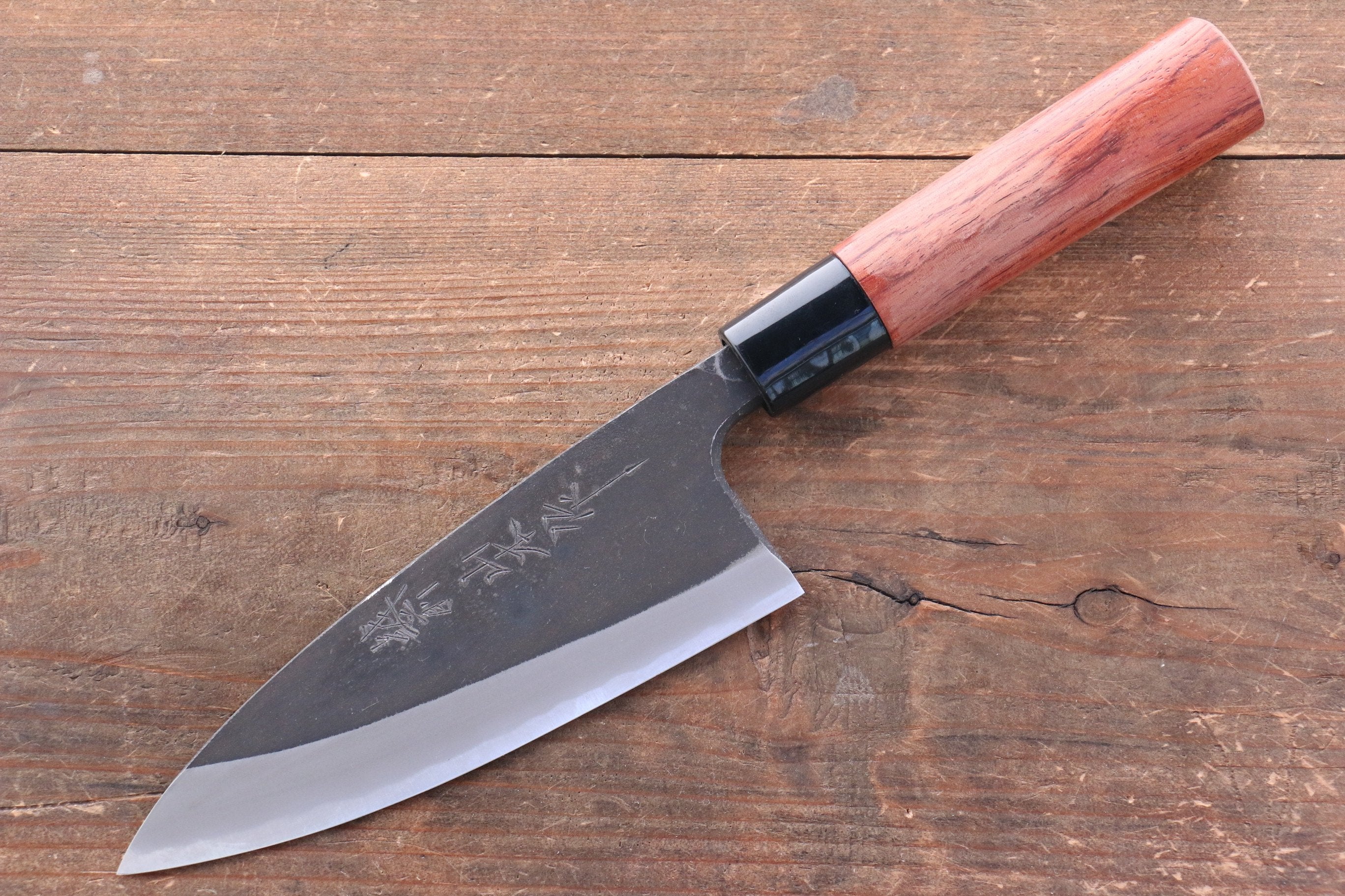 Premium Nao Yamamoto White Steel No.1 Kurouchi Deba Knife 150mm with Bubinga Wood Handle - Japanese Chef Knife for Sushi, Fish Filleting & Meat Cutting