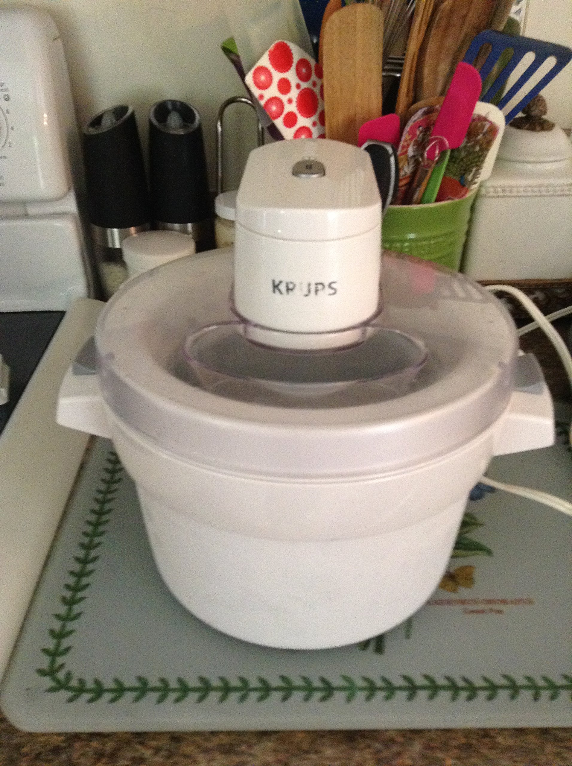 KRUPS GVS142 Automatic Ice Cream Maker - 1.5 Quart, White | Soft Serve & Frozen Yogurt Machine for Home Use | Perfect for Parties, Desserts & Family Treats