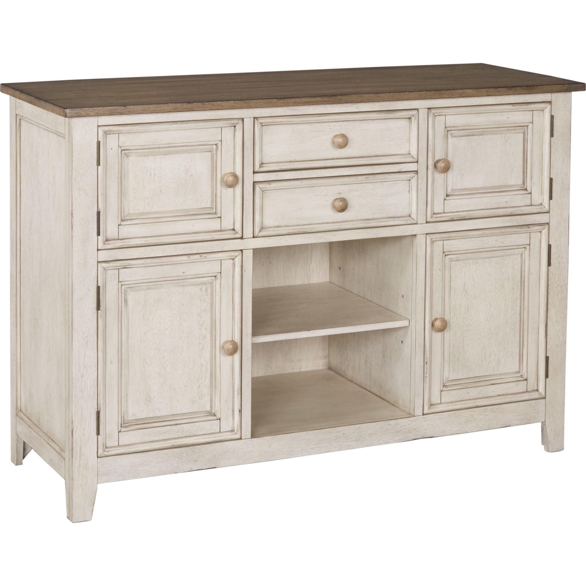 Beacon Dining Server - Smoky White & Peppercorn Finish (BEAPW9020) | Modern Kitchen Buffet Sideboard for Dining Room Storage & Serving