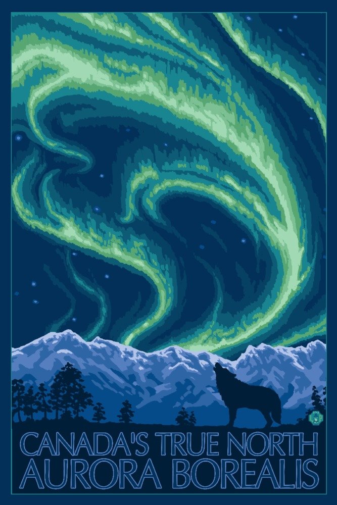 12x18 Gallery Quality Northern Lights and Wolf Metal Wall Art - Premium Aluminum Decor for Home, Office & Cabin - Perfect for Living Room, Bedroom & Outdoor Spaces