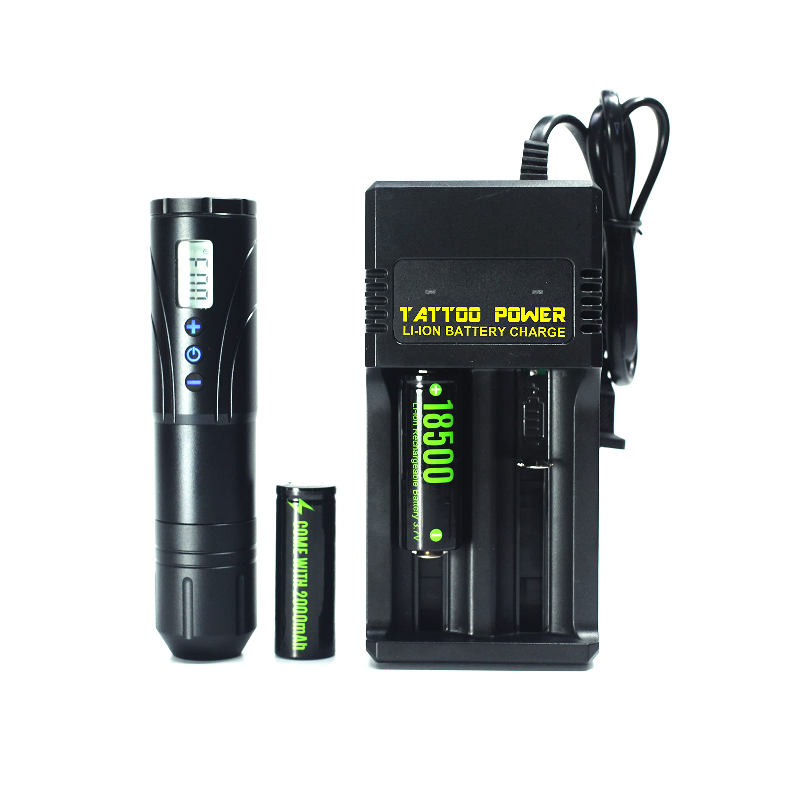 MARS Revolution Smart 3 Wireless Rotary Tattoo Machine with 2x 2000mAh Batteries & Charger - Variable Voltage Tattoo Gun for Professional Artists (Black) - Perfect for Tattoo Studios, Home Use & Travel Tattooing