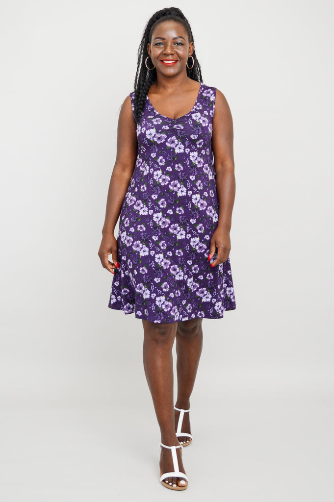 Lanai Sleeveless Midi Dress - Floral Hibiscus Print & Breathable Bamboo Fabric | Summer Beach Dress for Vacation, Resort Wear & Tropical Getaways