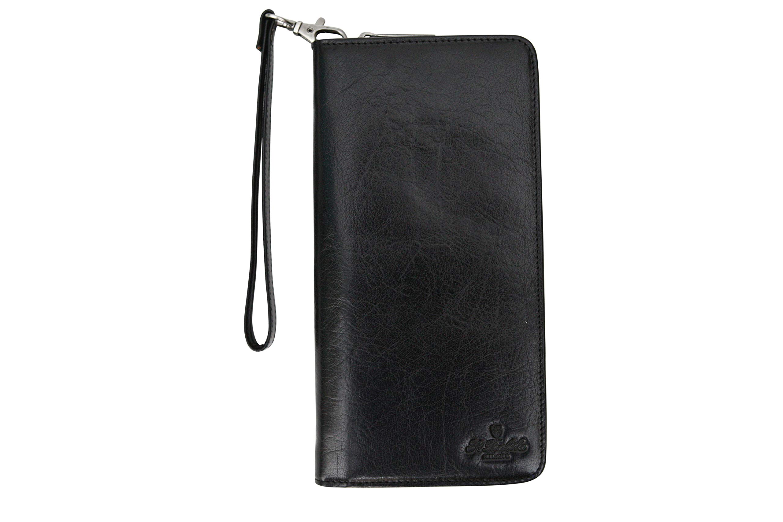Men's Genuine Leather Travel Wallet - RFID Blocking Card Holder & Passport Cover - Slim Wristlet Purse for Business Trips & Vacations
