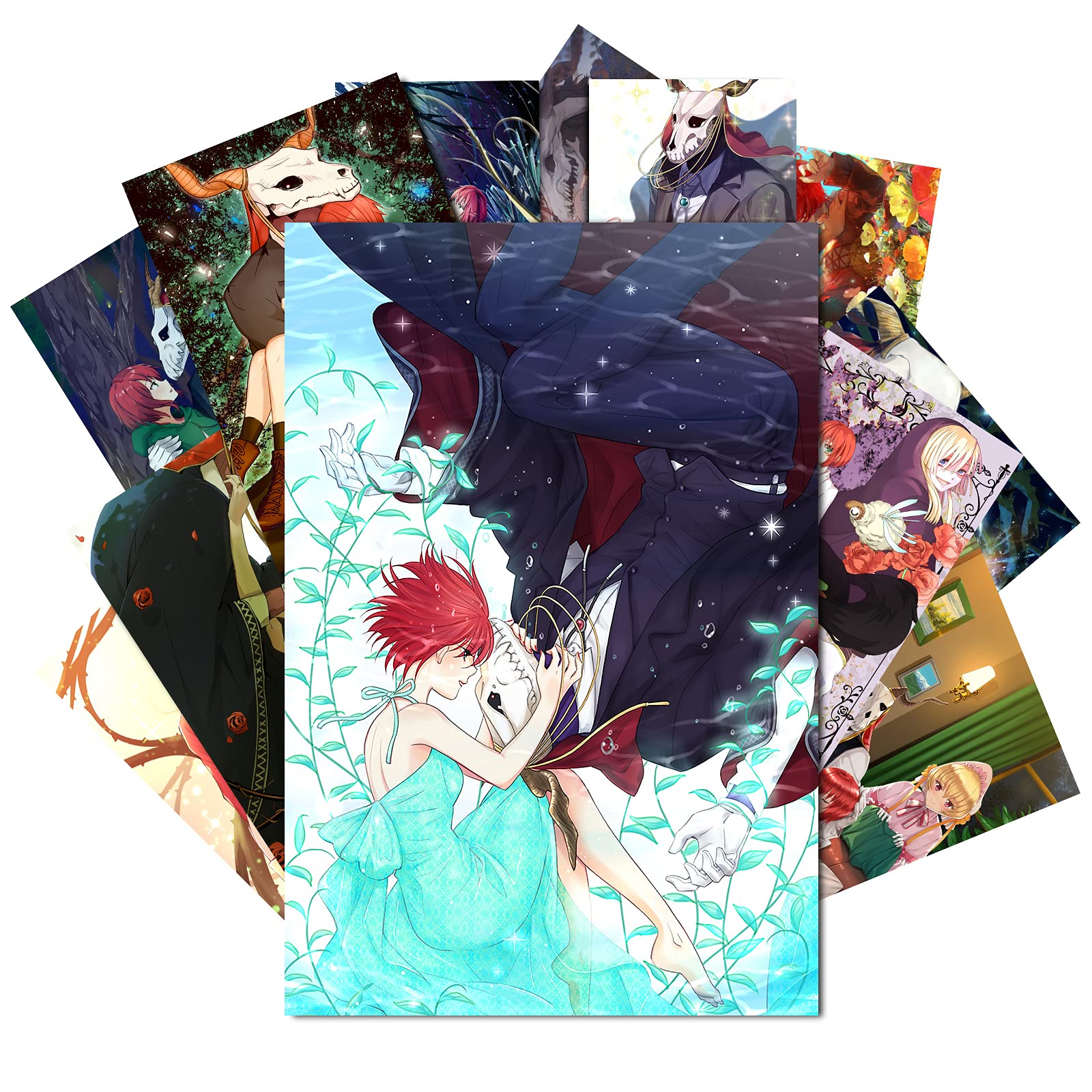 The Ancient Magus' Bride Anime Poster Set - 12 PCS 9.74x13.77 Inch (35x24.75cm) HD Wall Art for Bedroom, Living Room & Office Decor - Perfect for Anime Fans & Home Decoration
