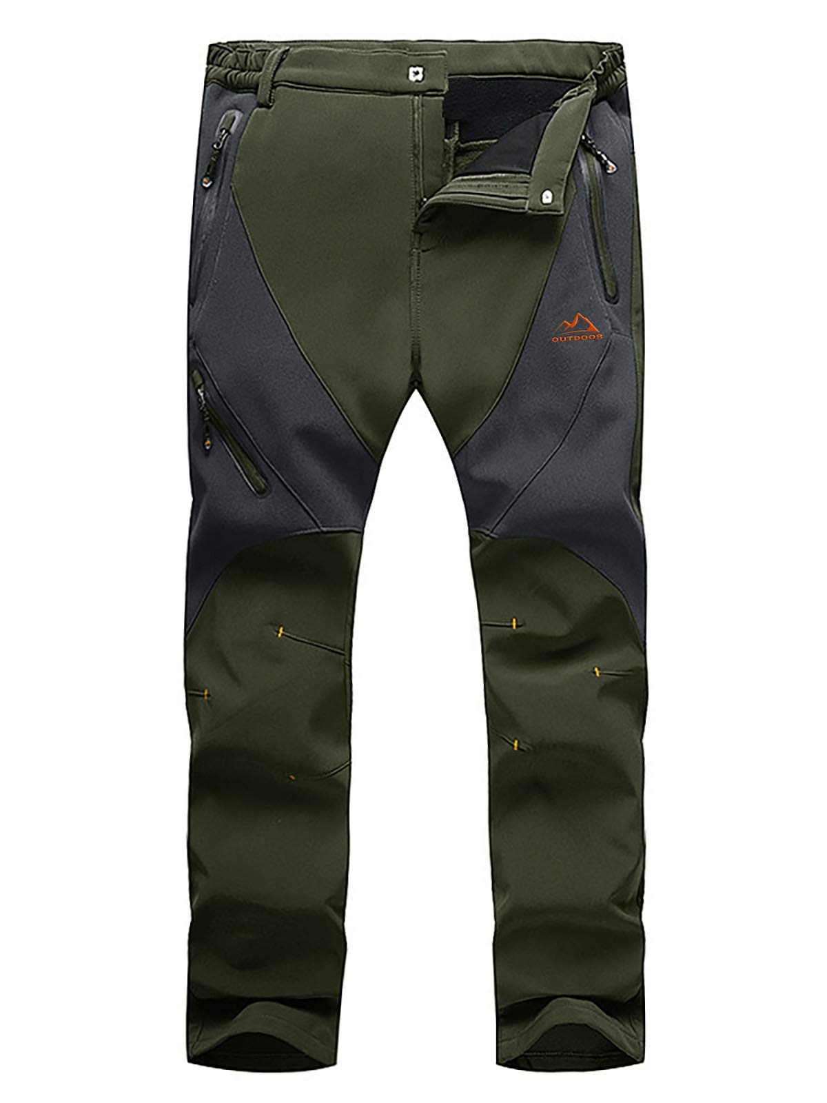 Men's Winter Fleece Ski Pants - Warm Softshell Hiking Pants with Pockets for Outdoor Adventures