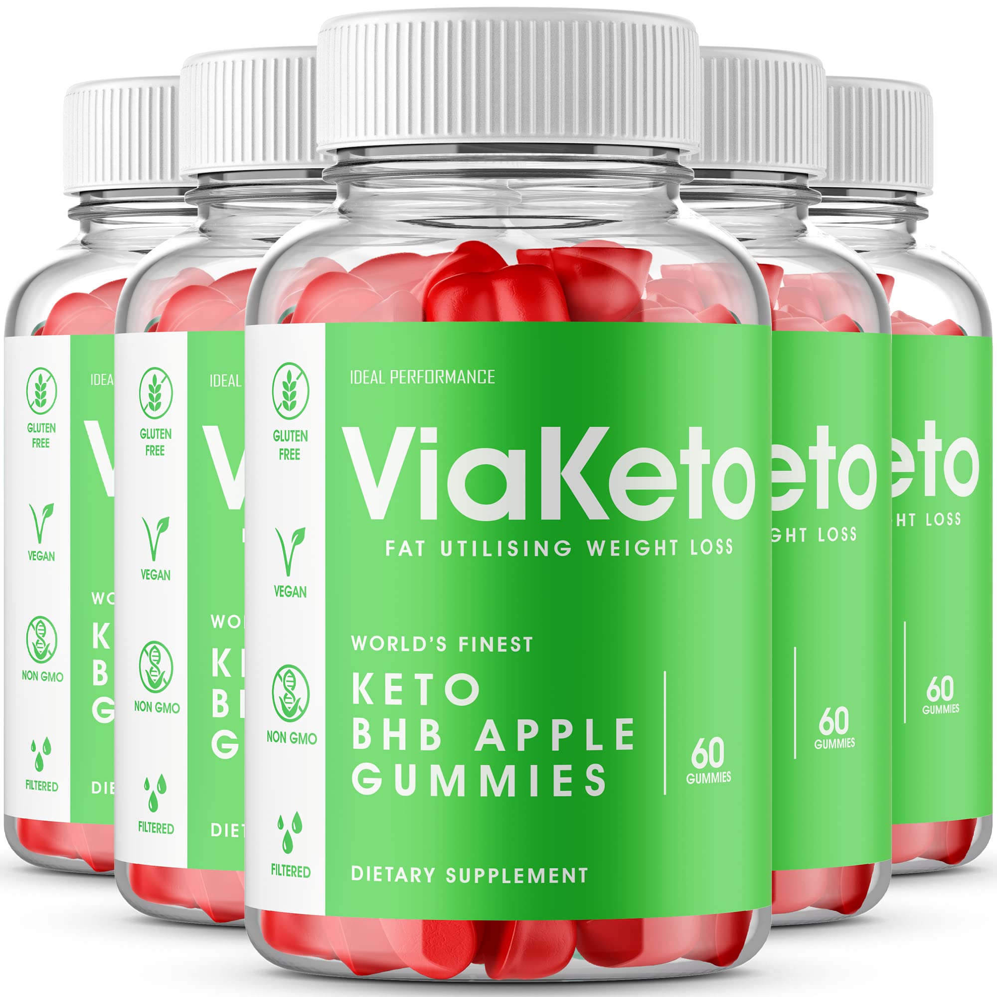 Via Keto Apple Gummies (5 Pack, 300 Gummies) - Low Carb Keto Diet Supplement for Weight Loss - Perfect for On-The-Go Snacking & Ketogenic Lifestyle