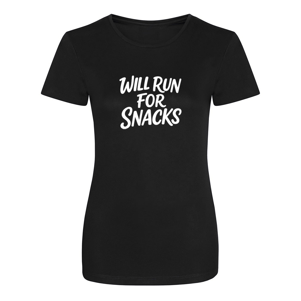 Funny Running T-Shirt for Runners - I Will Run For Snacks Technical Tee - Perfect for Jogging, Marathons & Fitness Enthusiasts