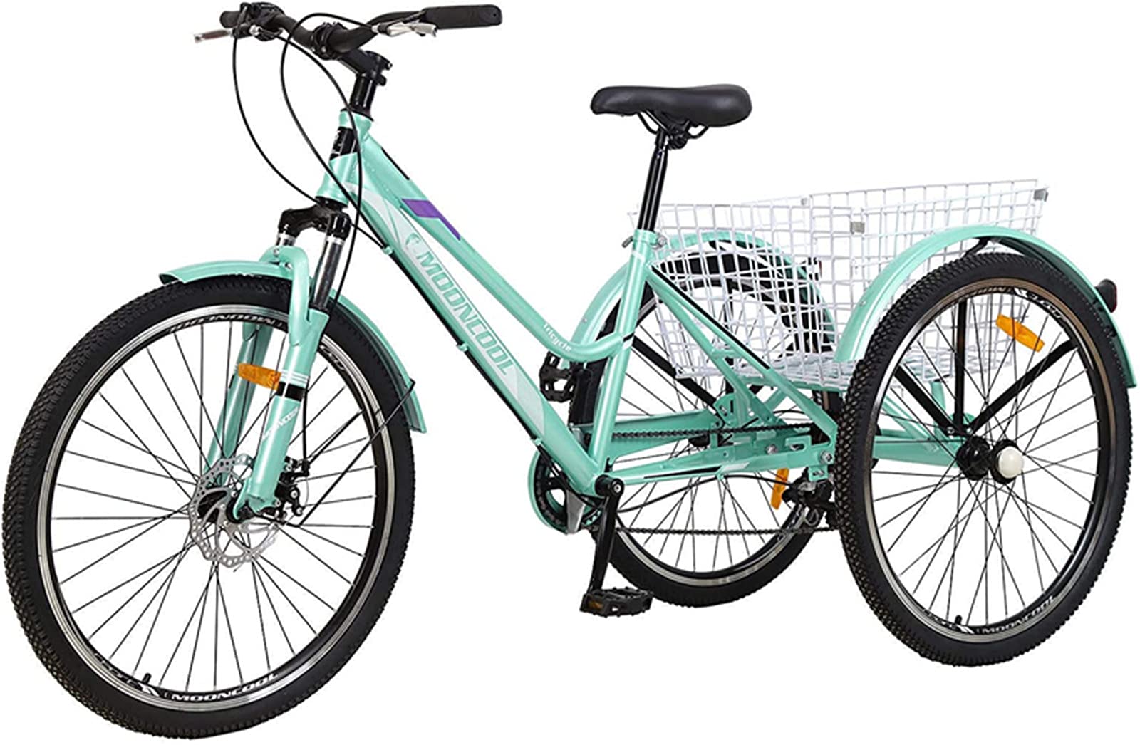 **Barbella Adult Mountain Tricycle - 7-Speed 3-Wheel Bike for Men & Women, 24/26/27.5 Inch Cruiser Trike with Shopping Basket - Perfect for Exercise, Commuting & Outdoor Adventures**