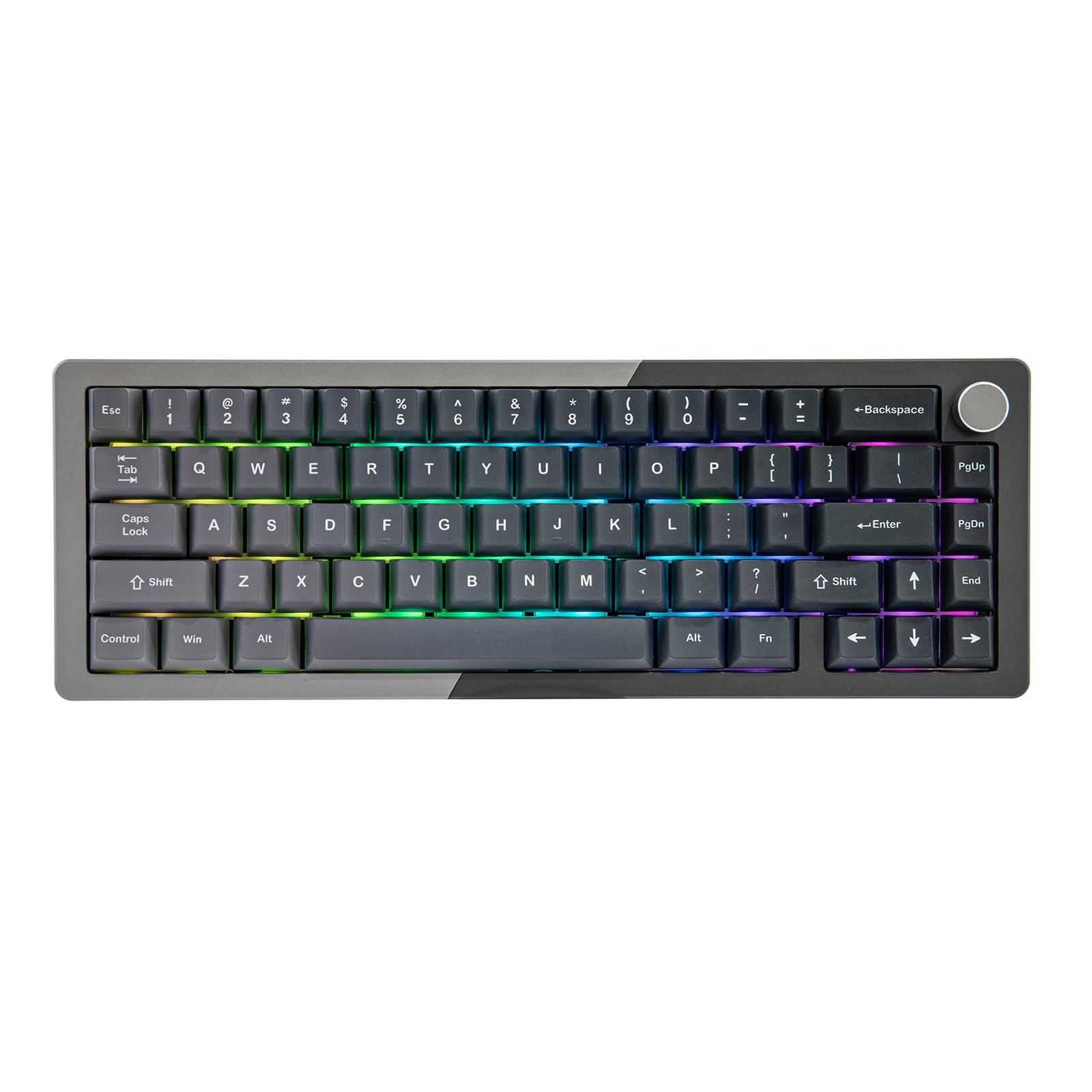KiiBoom Loop 65 65% Compact Mechanical Keyboard - Full Aluminum Body, QMK/VIA Programmable, Wireless BT5.0/2.4GHz/USB-C, Gasket Mount, FR4 Plate, RGB Backlit for Gaming & Typing - Compatible with Windows/Mac (Grey Black) - Perfect for Esports, Office Work & Content Creation