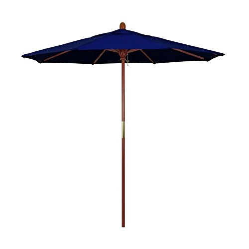 California Umbrella 7.5' Grove Series Patio Umbrella - Wood Pole & Hardwood Ribs with Push Lift Mechanism | Sunbrella 1A True Blue UV-Resistant Fabric | Perfect for Outdoor Dining, Poolside Lounging & Backyard Relaxation