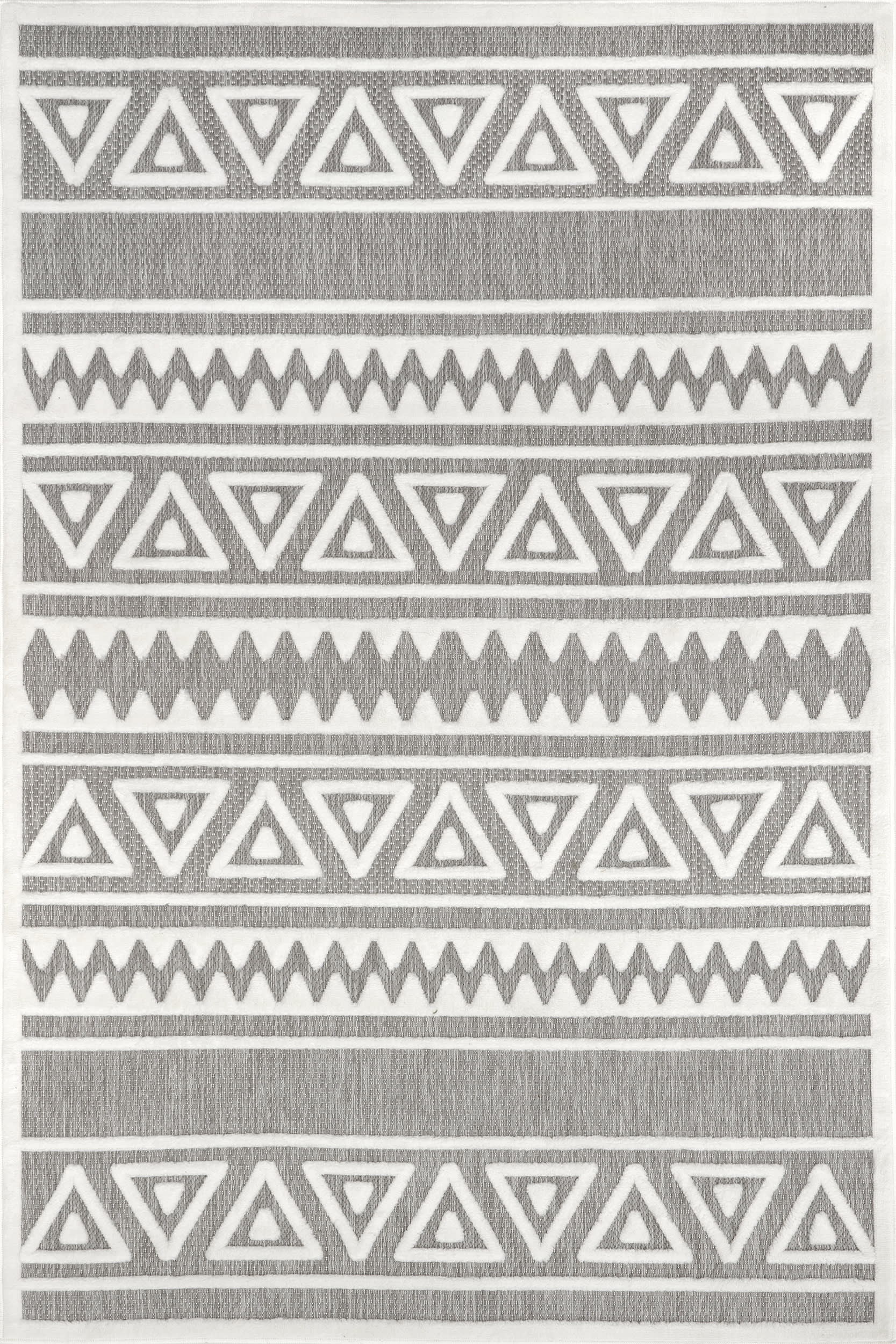 Premium Dakota Indoor/Outdoor Banded Area Rug - Waterproof & Fade-Resistant Grey Floor Mat for Patio, Deck, Poolside & Living Room Decor