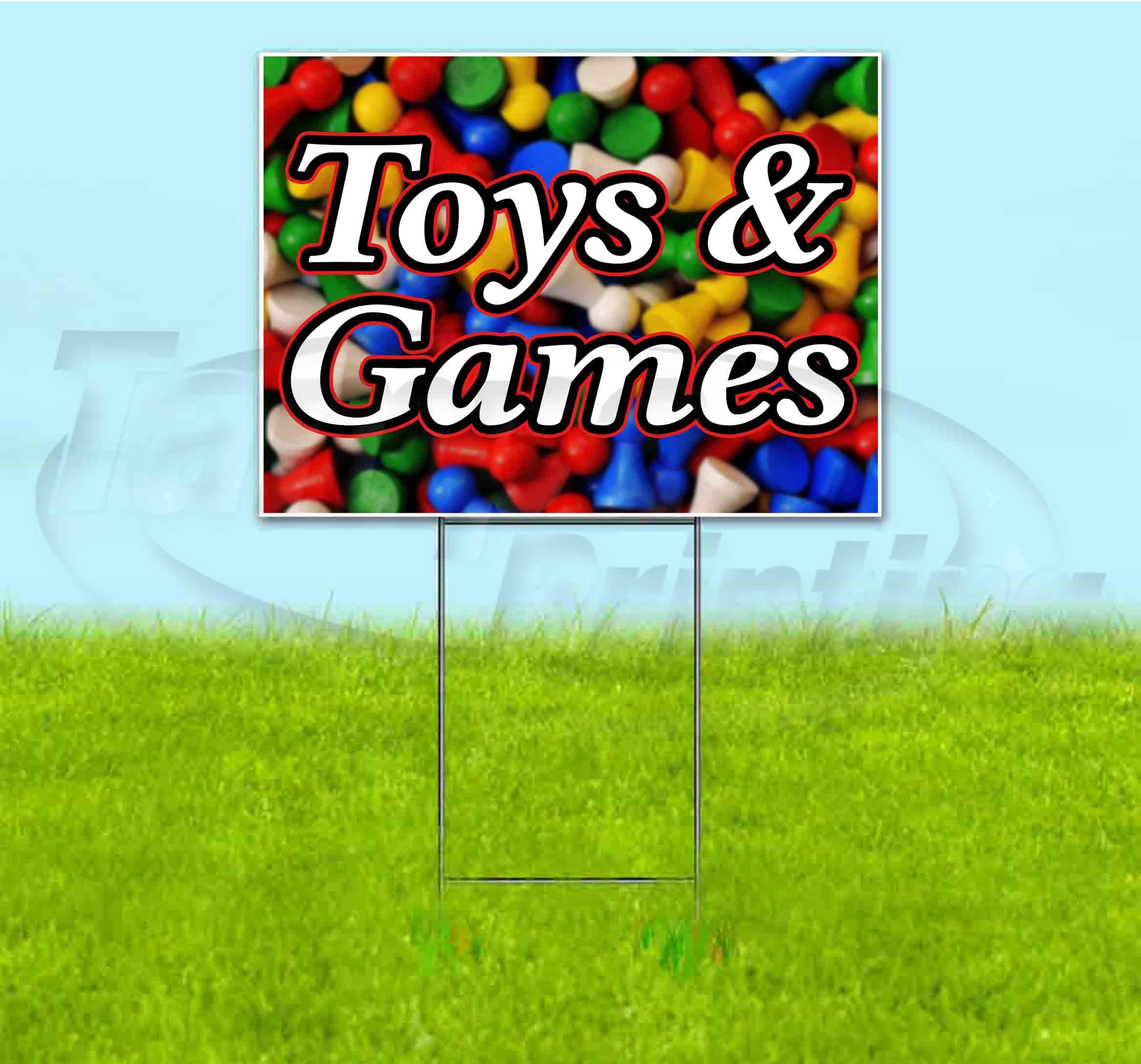 18x24 Inch Yard Signs for Toys & Games - Bulk Discounts, Multi-Pack Options with Metal Step Stakes - Perfect for Advertising Sales, Events & Store Promotions