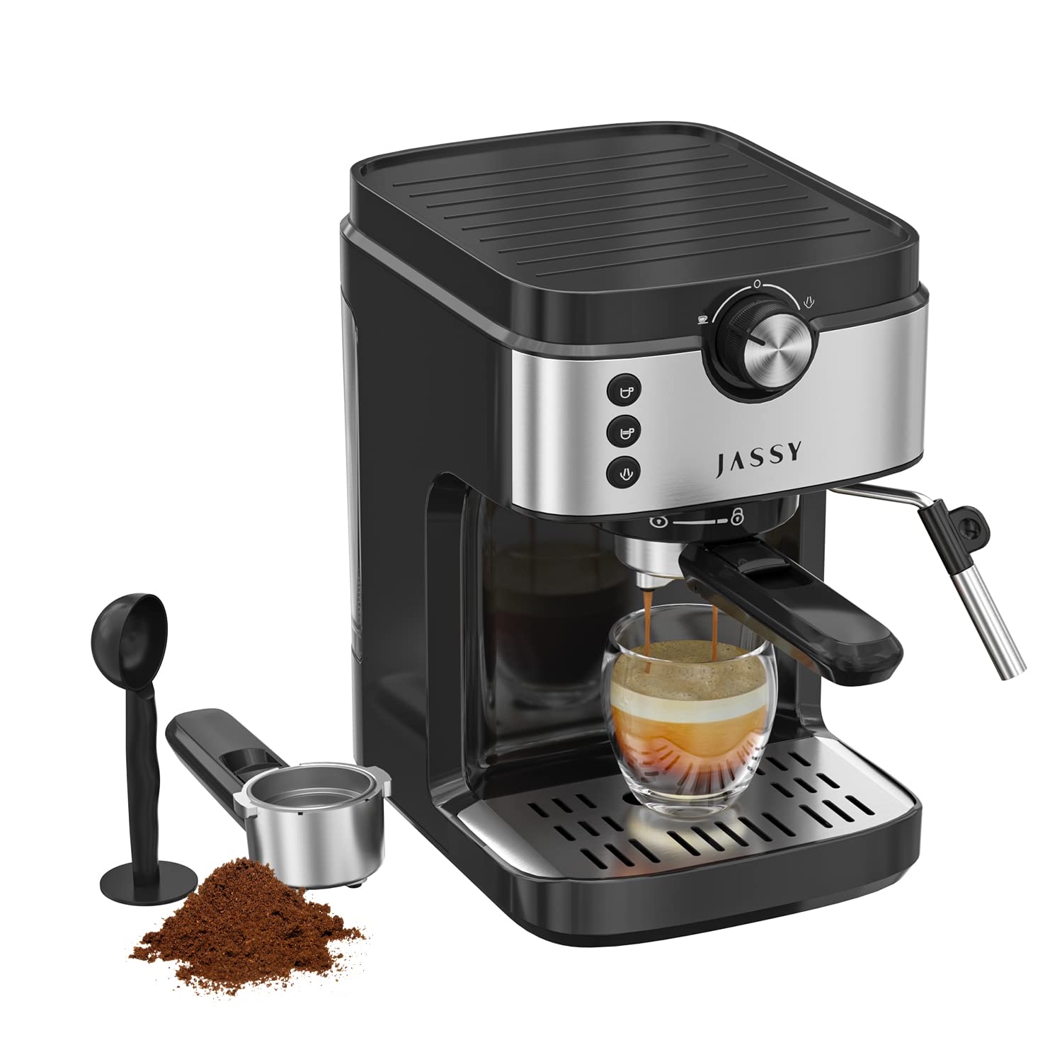 20 Bar Espresso Machine with Fast Heating & Milk Frother - Compact Cappuccino Maker for Barista Brewing, Single/Double Cup Option, 1300W - Perfect for Home Coffee Lovers & Small Cafes