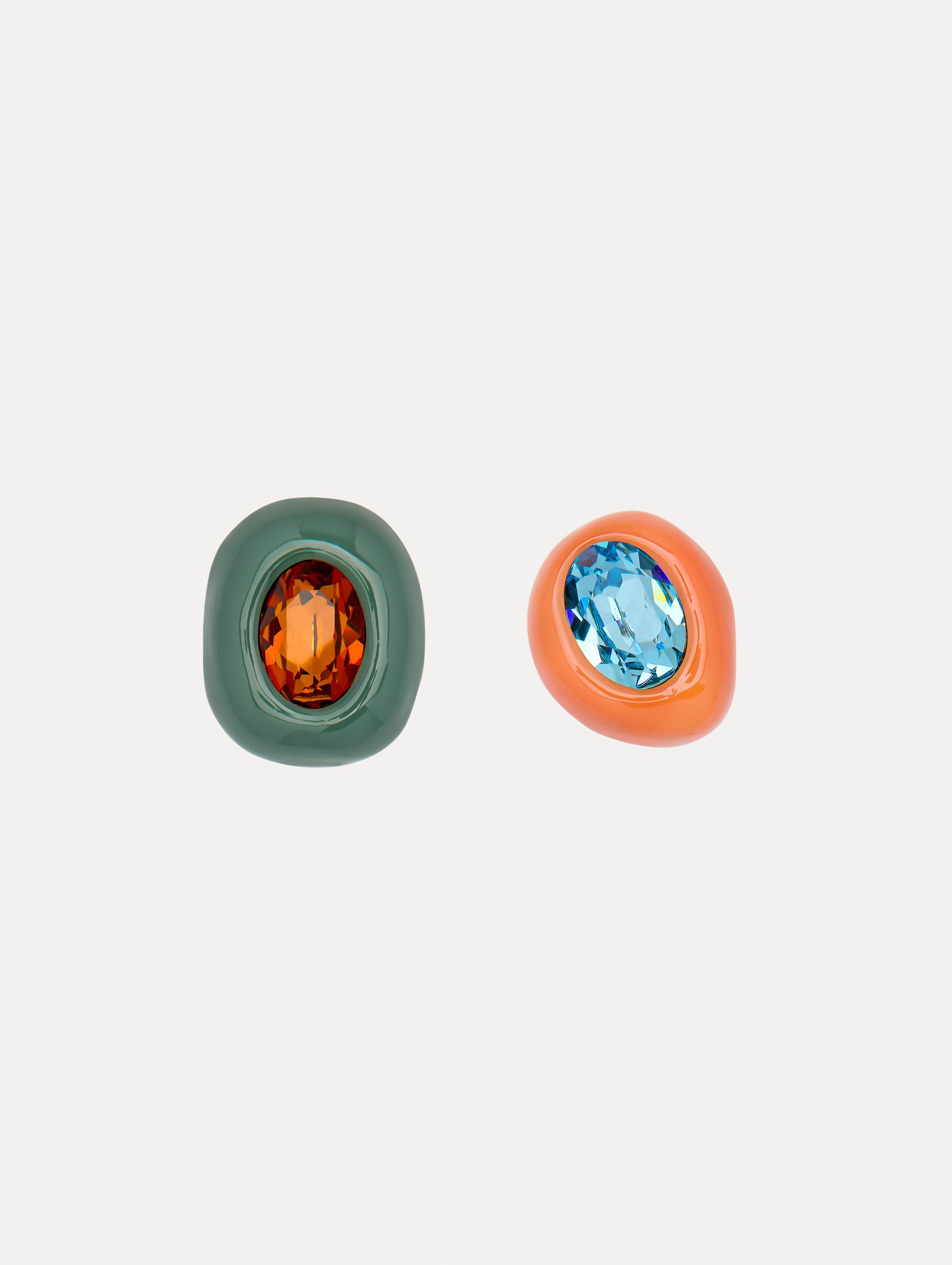Asymmetric Enamel Clip-On Earrings for Women - Fashion Statement Non-Pierced Earrings for Parties, Weddings & Everyday Wear