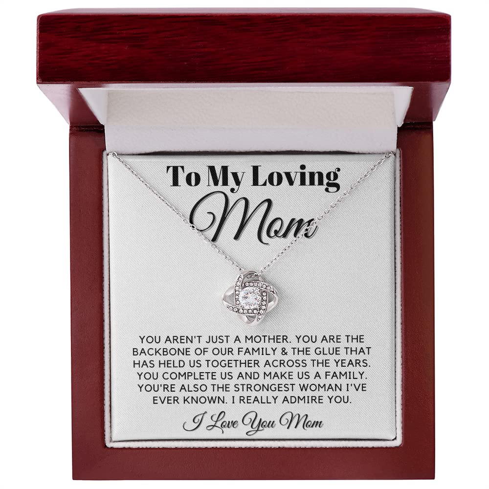 Mom Family Love Knot Necklace - Sterling Silver Mother's Day Gift for Women, Personalized Mama Jewelry, Birthday Present from Daughter/Son | Perfect for Anniversaries, Valentine's Day & Special Occasions