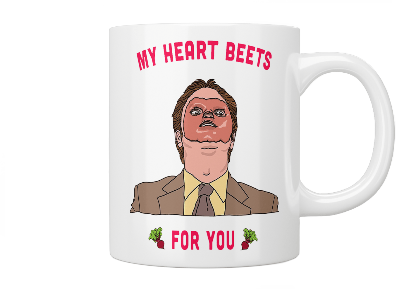 Dwight Schrute 'My Hearts Beets For You' Coffee Mug - The Office US TV Show Inspired Ceramic Cup - Perfect Gift for Fans, Office Workers & Coffee Lovers - Great for Home, Office & Gag Gifts