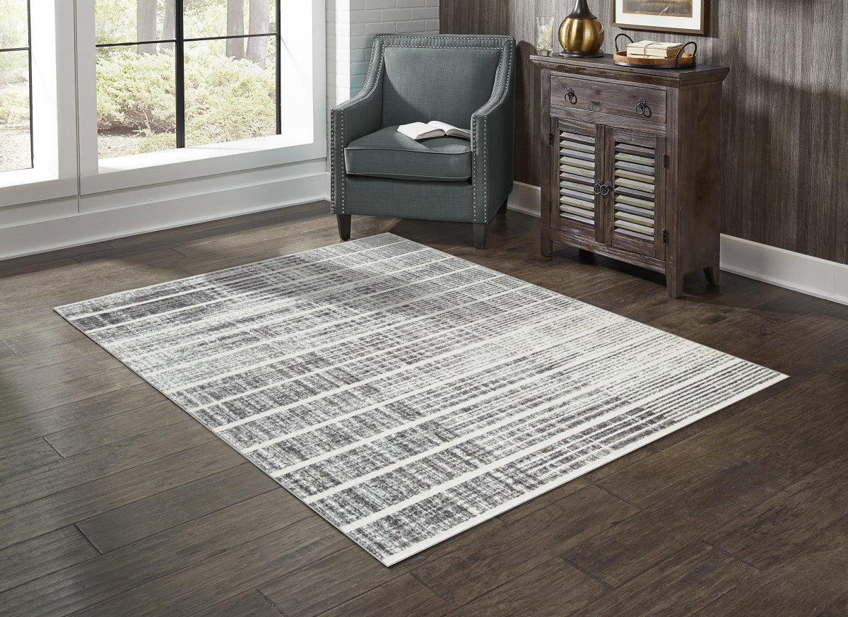 8x11 Area Rug White and Silver - Soft Modern Plush Carpet for Living Room, Bedroom, Office - Non-Slip Backing, Easy to Clean, Durable Home Decor