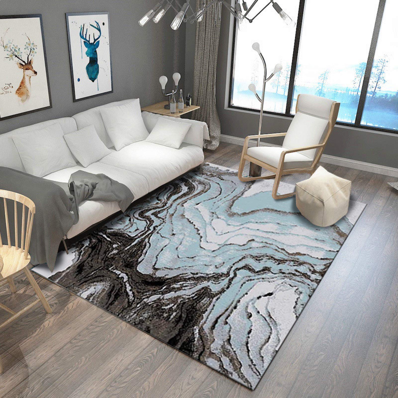 Premium Faux Sheepskin Rug - Ultra Soft Fluffy Fleece Area Rug with Anti-Skid Backing, 55
