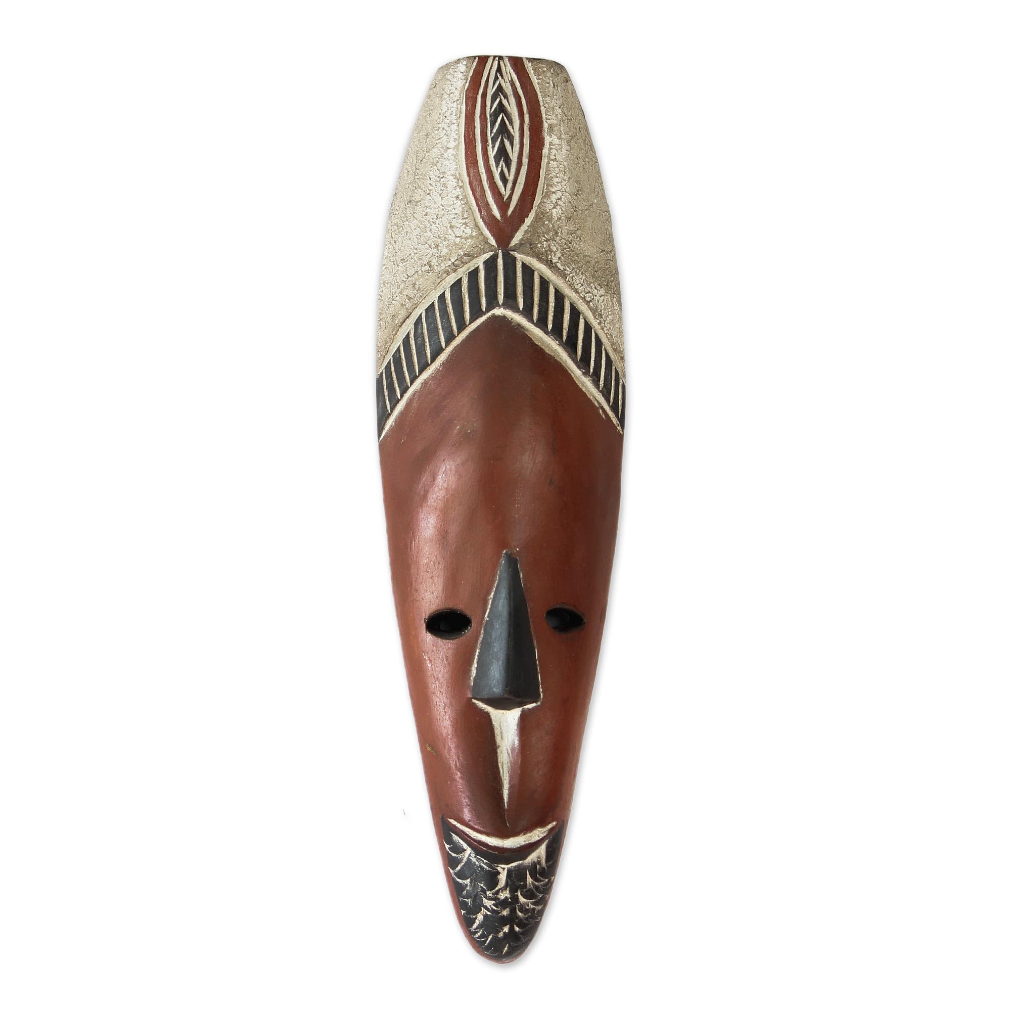 NOVICA Handcrafted Large Sese Wood African Mask - Orange Tribal Wall Art Decor, 'Source of Power' for Home, Office & Cultural Display