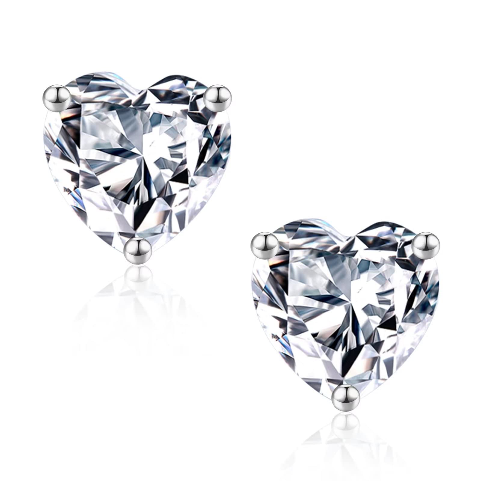 925 Sterling Silver Heart Birthstone Stud Earrings for Women - Personalized Birthstone Jewelry Gifts for Mother's Day, Valentine's, Christmas & Birthday | Elegant Everyday Wear & Special Occasion Gift