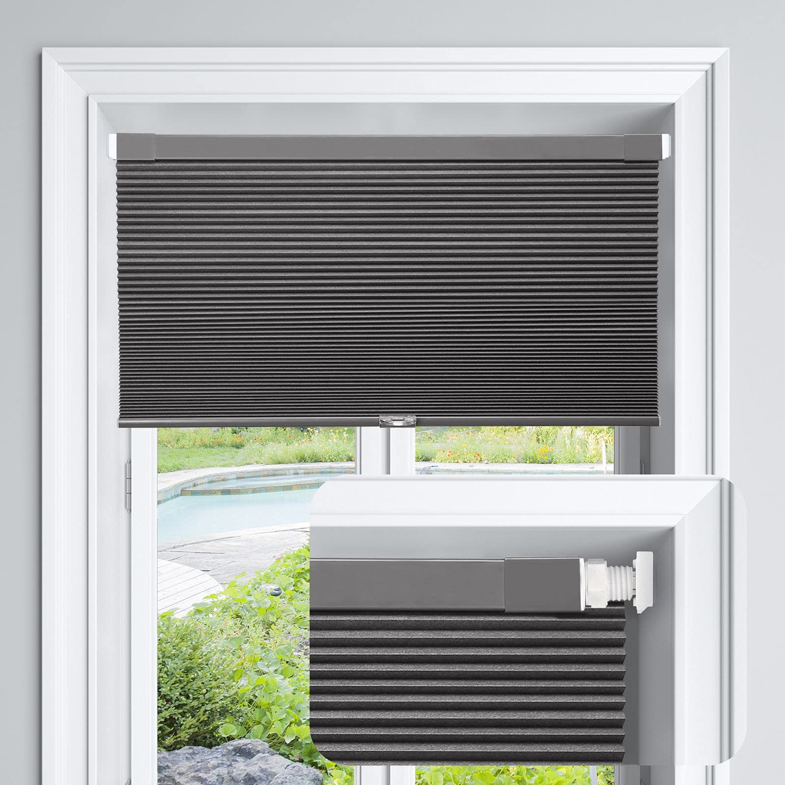 Cordless Blackout Cellular Shades - No Tools No Drill Window Blinds 36