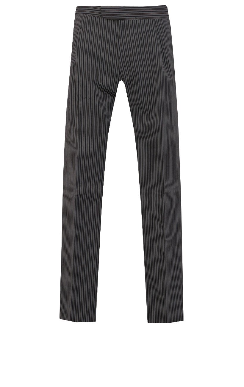 Dobell Men's Black & Grey Striped Morning Suit Wedding Pants - Regular Fit Wool Blend Trousers for Formal Events, Ceremonies & Evening Wear