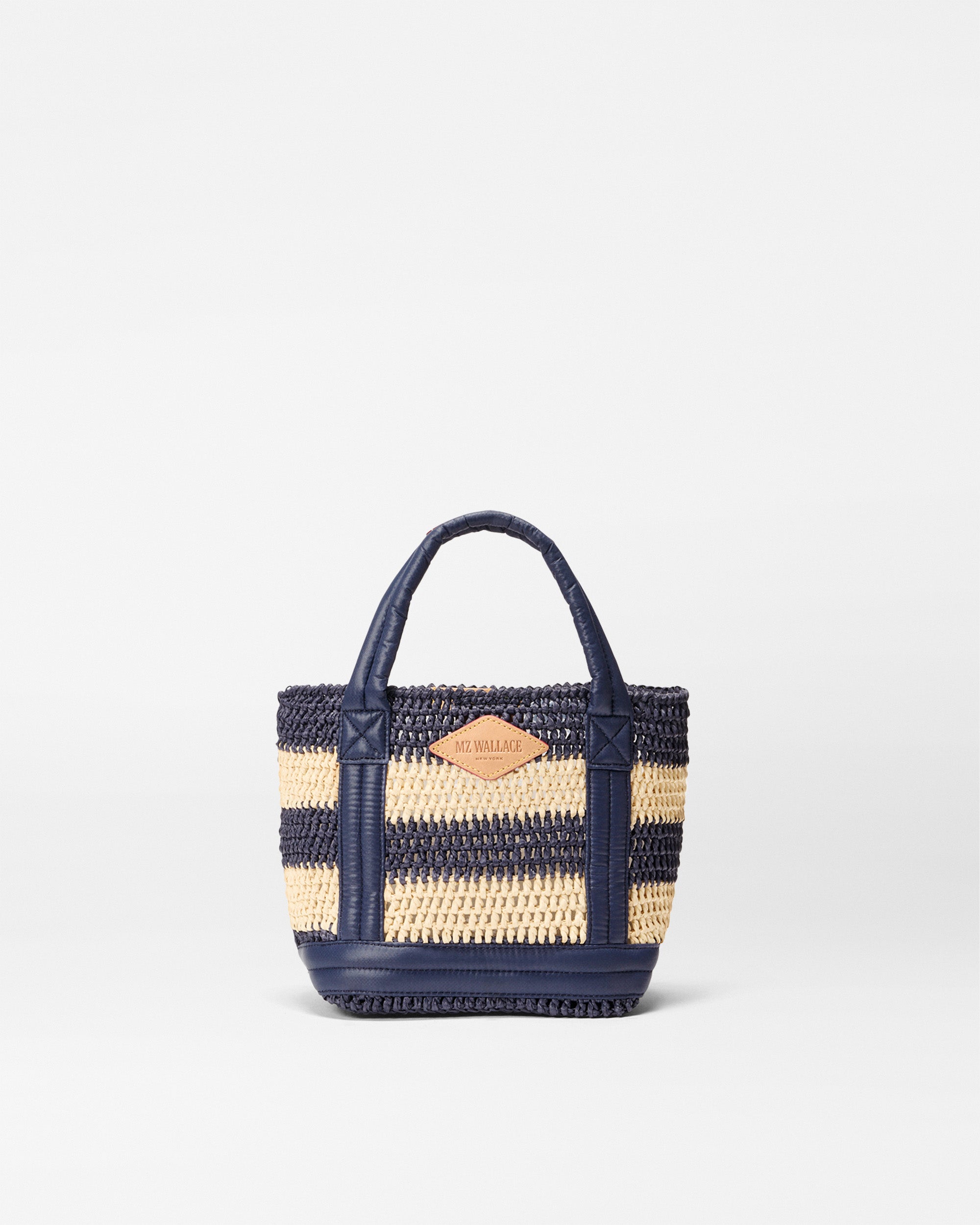 Natural Stripe Crochet Mini Tote Bag - Handmade Boho Beach Bag for Women - Perfect for Summer Outings, Picnics & Farmers Market