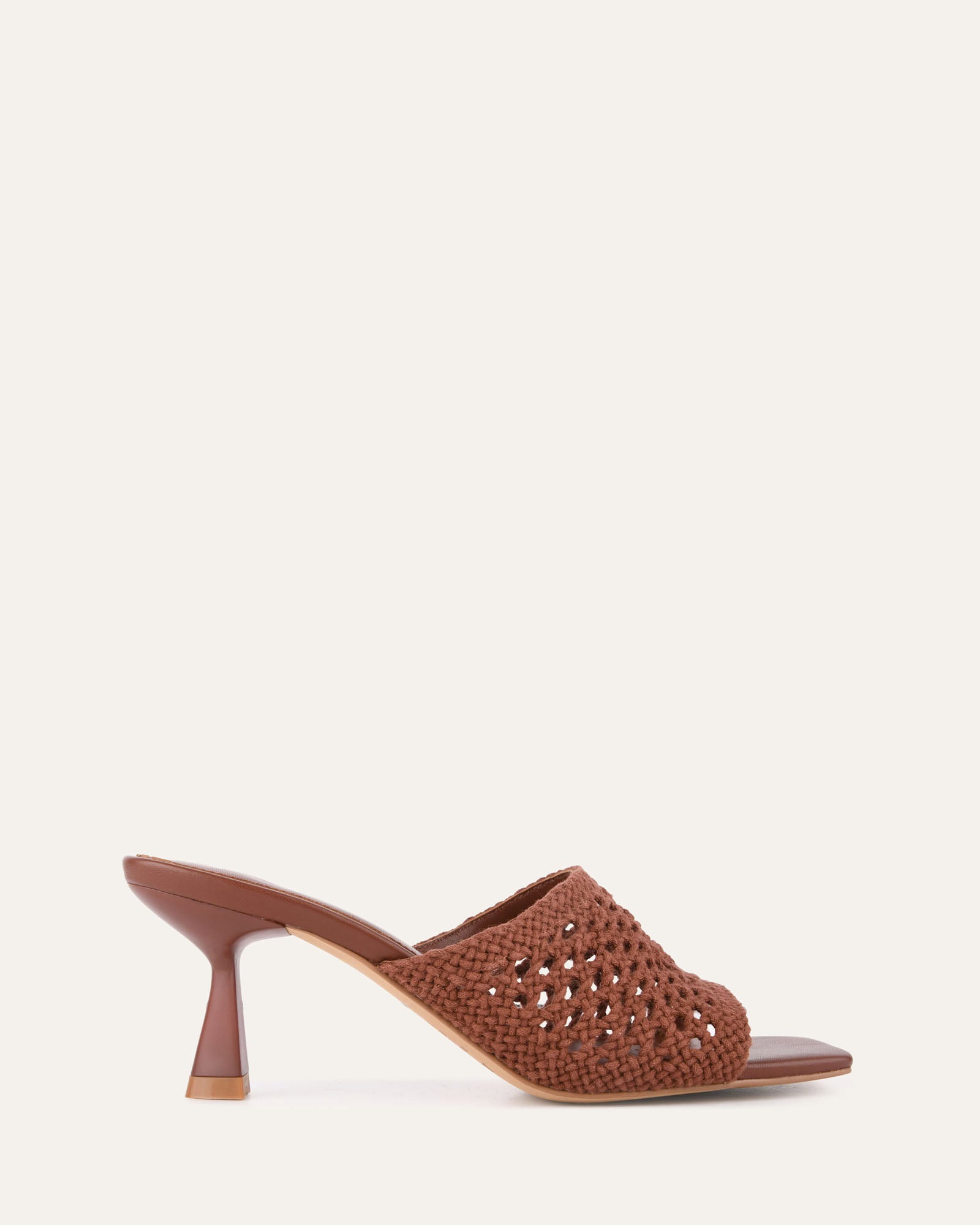 JORDYN Women's Mid Heel Sandals - Cognac Textile Strappy Summer Shoes for Weddings, Parties & Beach Vacations
