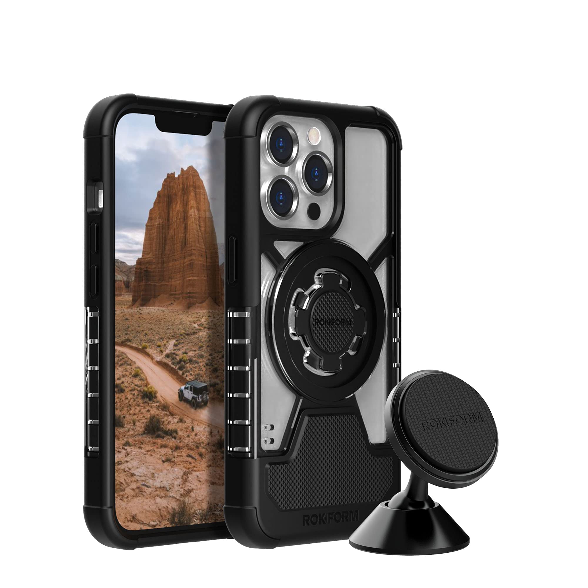 Rokform iPhone 13 Pro Crystal Clear Case with 360° Swivel Car Mount - Premium Protective Phone Cover for Car, Truck & Van - Perfect for Hands-Free Navigation & Safe Driving