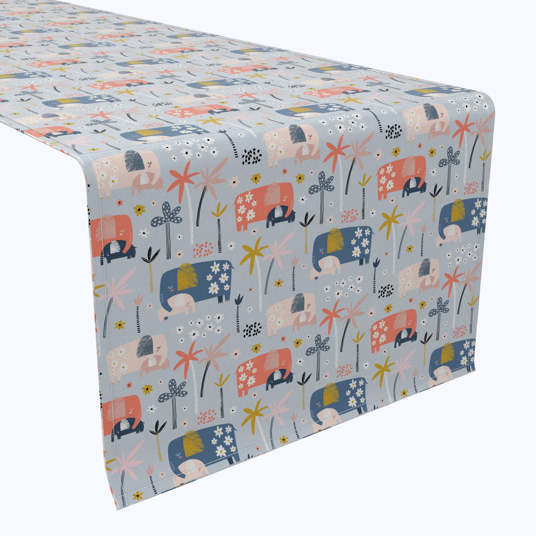 Elephant and Palm Tree Table Runner - Tropical Themed Dining Decor for Parties, Weddings, and Home Decor