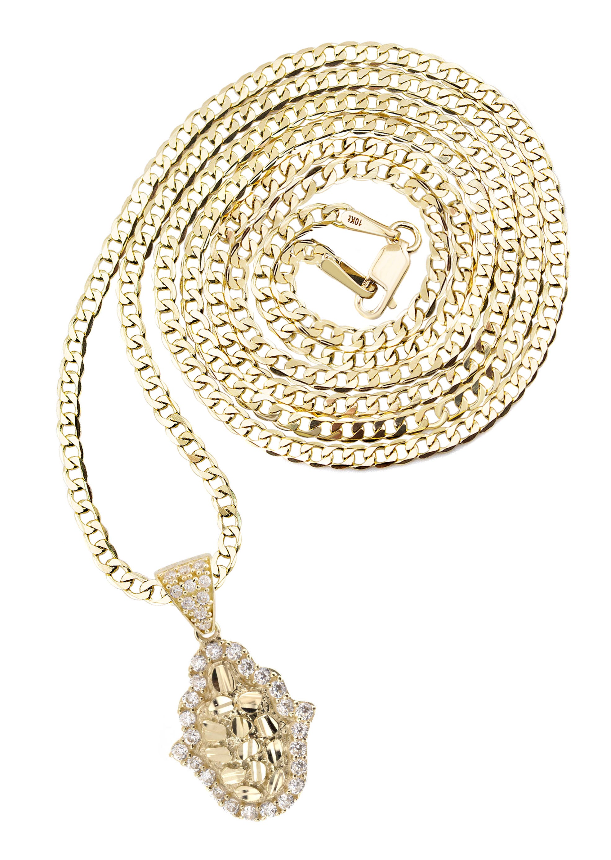 10K Yellow Gold Hamsa Hand Nugget Necklace for Women - 1.4 Inch Pendant, 5.4 Grams - Dainty Jewelry Gift for Birthday, Anniversary & Everyday Wear | Spiritual Protection & Boho Fashion Accessory
