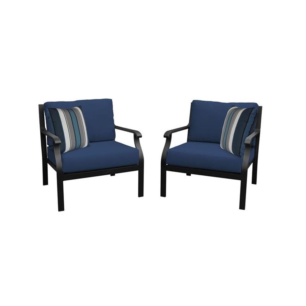 TK Classics Kathy Ireland Madison Ave. 2-Piece Aluminum Patio Furniture Set in Navy - Outdoor Dining Set for Garden, Poolside & Backyard Relaxation