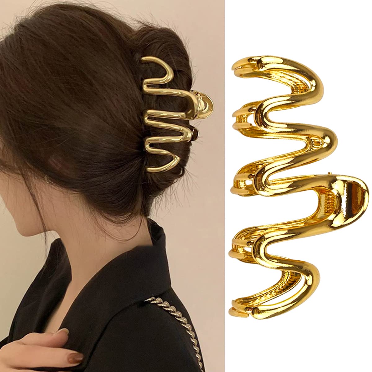 Snake Design Metal Hair Claw Clips for Women & Girls - Gold Fashion Hair Accessories for Thick Hair - Creative Hair Clips for Parties, Weddings & Everyday Styling