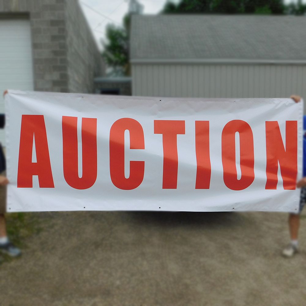 4' Red on White Auction Banners - Custom Sizes Available | Perfect for Fundraisers, Charity Events & Live Auctions