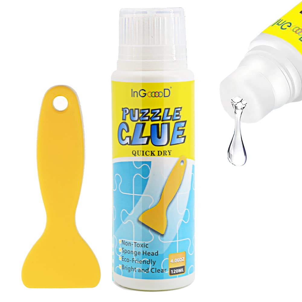 Best Puzzle Glue for 1500-5000 Piece Puzzles | Non-Toxic, Quick-Dry Adhesive for Paper & Wood Puzzles | Includes Applicator (4.06oz/120ml) | Perfect for Preserving & Framing Finished Puzzles