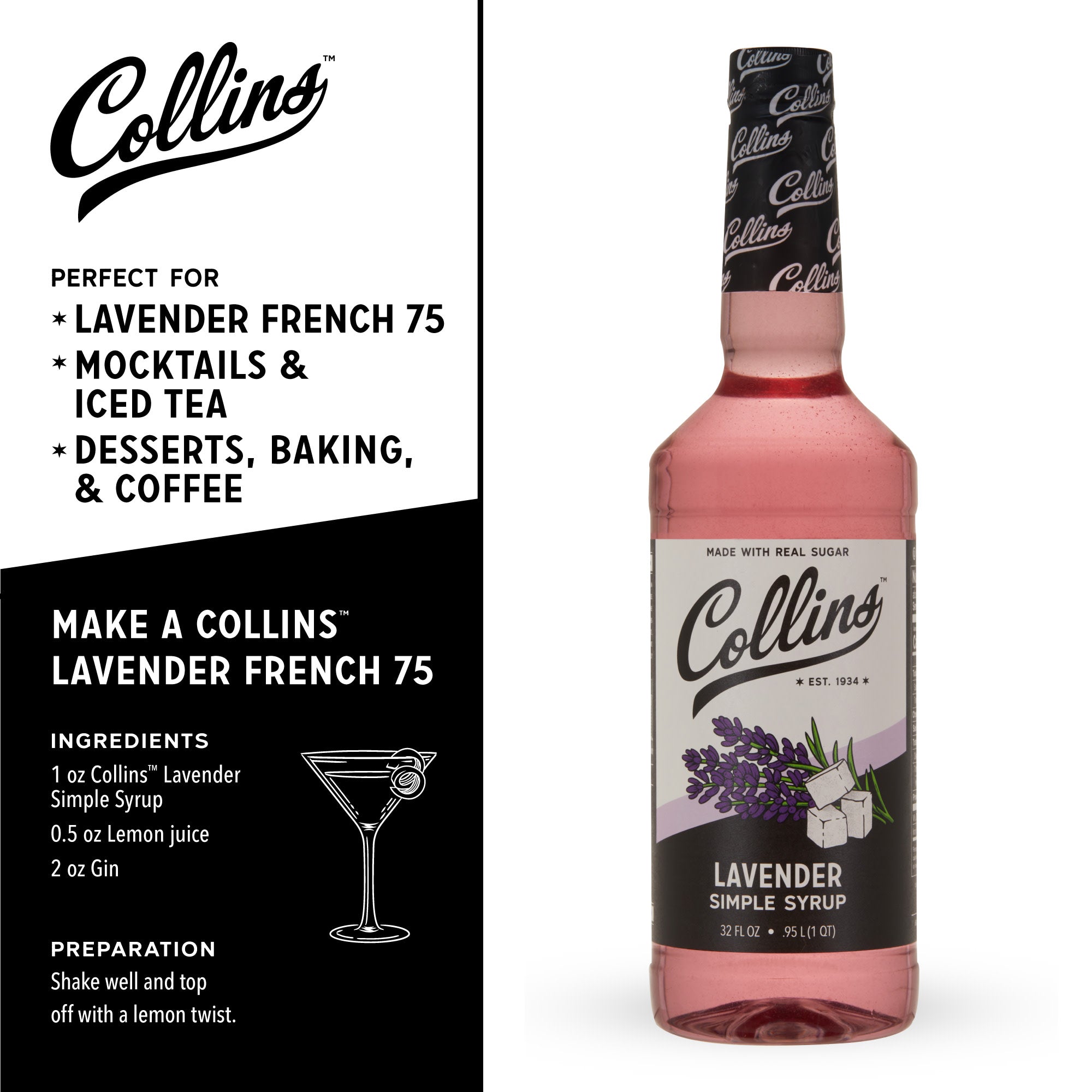 Organic Lavender Syrup 32 oz - Premium Culinary Syrup for Cocktails, Baking, Desserts & Tea - Vegan, Gluten-Free, Non-GMO - Perfect for Home Bar, Coffee Shops & Gift Giving